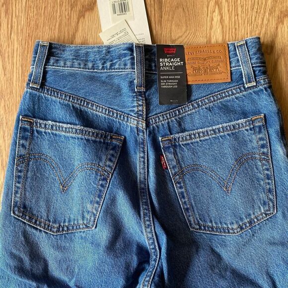 Levi's Ribcage Straight Ankle Jeans Blue 25x27 - Picture 9 of 12